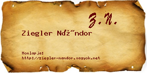 Ziegler Nándor névjegykártya